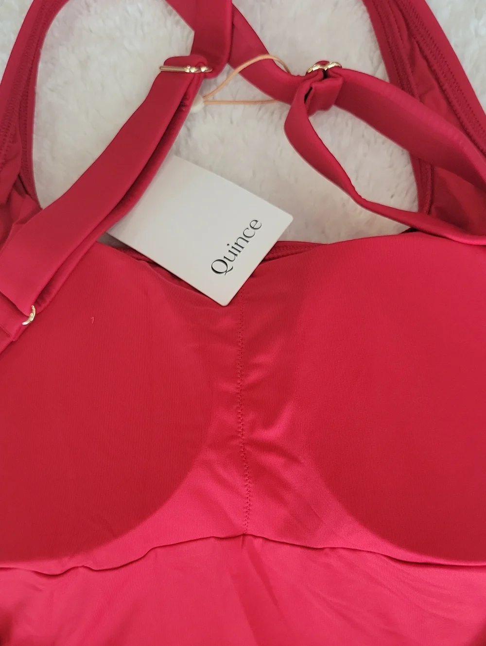 Quince Italian Cross Back One-Piece Swimsuit In Dark Red Medium NWT